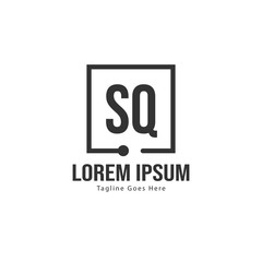 Initial SQ logo template with modern frame. Minimalist SQ letter logo vector illustration