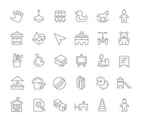 Set Vector Line Icons of Preschool Education