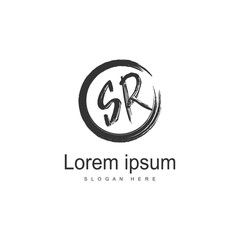 Initial SR logo template with modern frame. Minimalist SR letter logo vector illustration