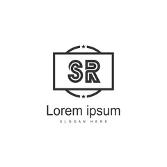 Initial SR logo template with modern frame. Minimalist SR letter logo vector illustration