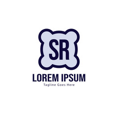 Initial SR logo template with modern frame. Minimalist SR letter logo vector illustration
