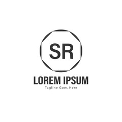 Initial SR logo template with modern frame. Minimalist SR letter logo vector illustration