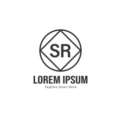 Initial SR logo template with modern frame. Minimalist SR letter logo vector illustration