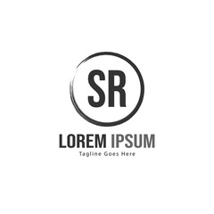 Initial SR logo template with modern frame. Minimalist SR letter logo vector illustration