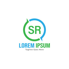 Initial SR logo template with modern frame. Minimalist SR letter logo vector illustration