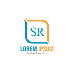 Initial SR logo template with modern frame. Minimalist SR letter logo vector illustration
