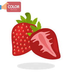 Strawberry color vector icon. Flat design