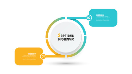 Business infographic template for presentation. Timeline element with 2 options. Vector layout. Can be used for workflow diagram, info chart, presentations.