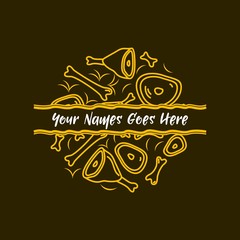 meat beef restaurant logo design template . meat logo design . beef logo template . food logo . bone icon design 