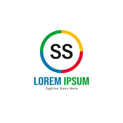 Initial SS logo template with modern frame. Minimalist SS letter logo vector illustration