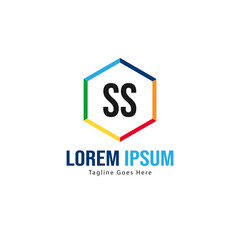 Initial SS logo template with modern frame. Minimalist SS letter logo vector illustration