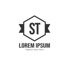 Initial ST logo template with modern frame. Minimalist ST letter logo vector illustration