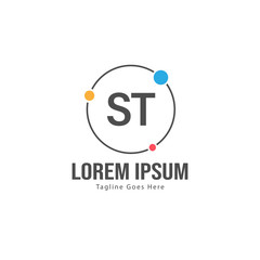 Initial ST logo template with modern frame. Minimalist ST letter logo vector illustration