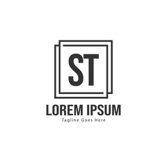 Initial ST logo template with modern frame. Minimalist ST letter logo vector illustration