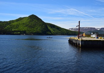 view from the East Arm towards the Bonne Bay and Tablelands in the Gros Morne National Park along the Viking trail; Newfoundland and Labrador Canada