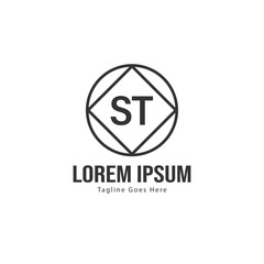 Initial ST logo template with modern frame. Minimalist ST letter logo vector illustration