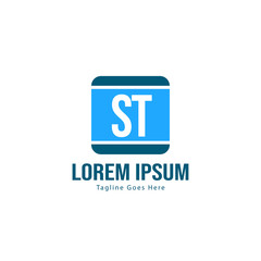 Initial ST logo template with modern frame. Minimalist ST letter logo vector illustration