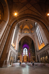 Fototapeta na wymiar Liverpool Anglican Cathedral interior view.