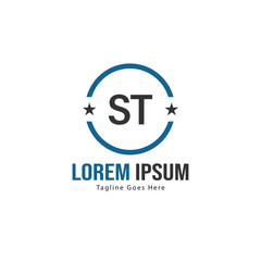 Initial ST logo template with modern frame. Minimalist ST letter logo vector illustration