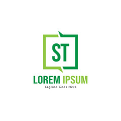 Initial ST logo template with modern frame. Minimalist ST letter logo vector illustration