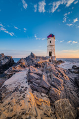 Capo Ferro lighthouse in Sardinia, Italy. - obrazy, fototapety, plakaty