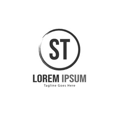 Initial ST logo template with modern frame. Minimalist ST letter logo vector illustration
