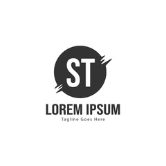 Initial ST logo template with modern frame. Minimalist ST letter logo vector illustration