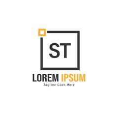 Initial ST logo template with modern frame. Minimalist ST letter logo vector illustration