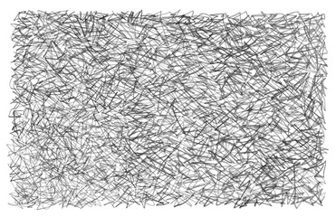 Graphite pencil crayon pen scrawl, scribble, scratch rectangle texture. Black and white rough hand drawn background, intricated chaotic pen lines, irregular tangled pattern. Book cover design template