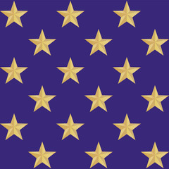 seamless background of gold colored stars on  blue