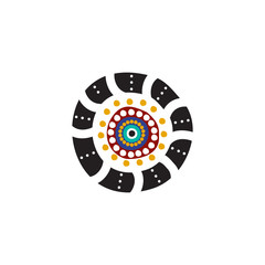 Aboriginal art dots painting icon logo design vector template