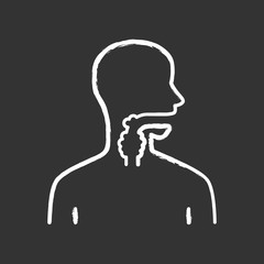 Ill throat chalk icon. Angina, tonsillitis. People disease. Upper section of alimentary canal. Sick internal body part. Gastrointestinal tract. Isolated vector chalkboard illustration