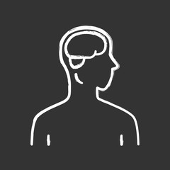 Healthy brain chalk icon. Human organ in good health. People wellness. Functioning nervous system. Internal body part in good shape. Wholesome mental health. Isolated vector chalkboard illustration