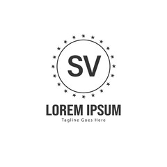 Initial SV logo template with modern frame. Minimalist SV letter logo vector illustration