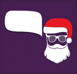 Speech bubble santa claus hats, beard,moustache and glasses.Flat vector.Festive online assistant