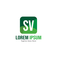 Initial SV logo template with modern frame. Minimalist SV letter logo vector illustration
