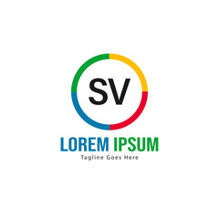 Initial SV logo template with modern frame. Minimalist SV letter logo vector illustration