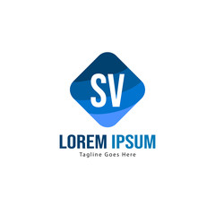 Initial SV logo template with modern frame. Minimalist SV letter logo vector illustration