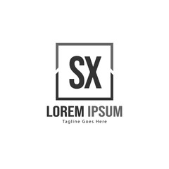 Initial SX logo template with modern frame. Minimalist SX letter logo vector illustration