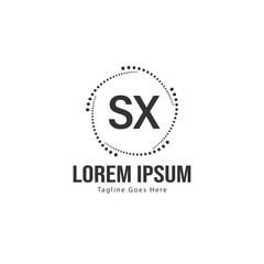 Initial SX logo template with modern frame. Minimalist SX letter logo vector illustration