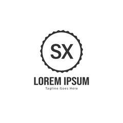 Initial SX logo template with modern frame. Minimalist SX letter logo vector illustration