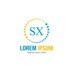 Initial SX logo template with modern frame. Minimalist SX letter logo vector illustration