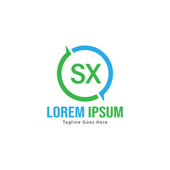 Initial SX logo template with modern frame. Minimalist SX letter logo vector illustration