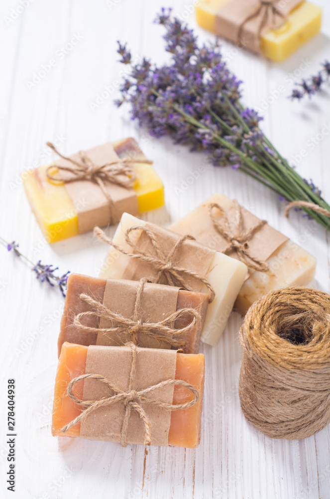 Wall mural handmade natural soap with lavander