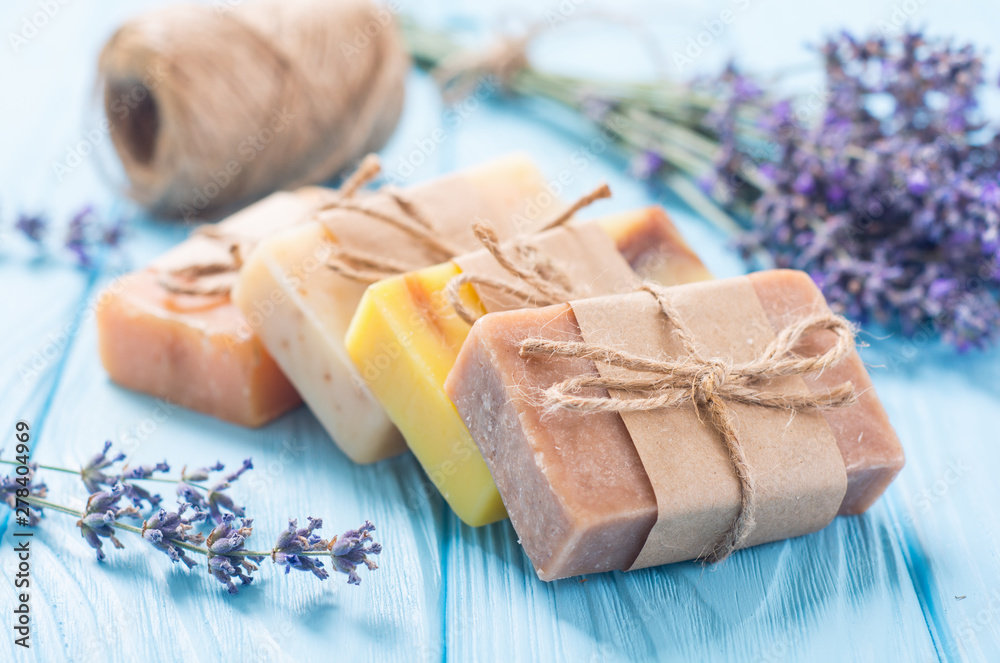 Sticker handmade natural soap with lavander