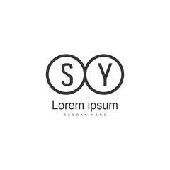 Initial SY logo template with modern frame. Minimalist SY letter logo vector illustration