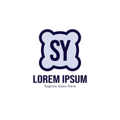 Initial SY logo template with modern frame. Minimalist SY letter logo vector illustration
