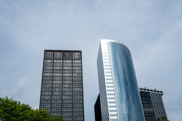 Fototapeta premium Low angle view of skyscrapers in the Financial District of New York, USA - Image