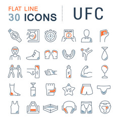 Set Vector Line Icons of UFC