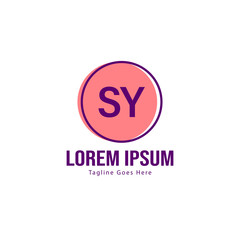 Initial SY logo template with modern frame. Minimalist SY letter logo vector illustration